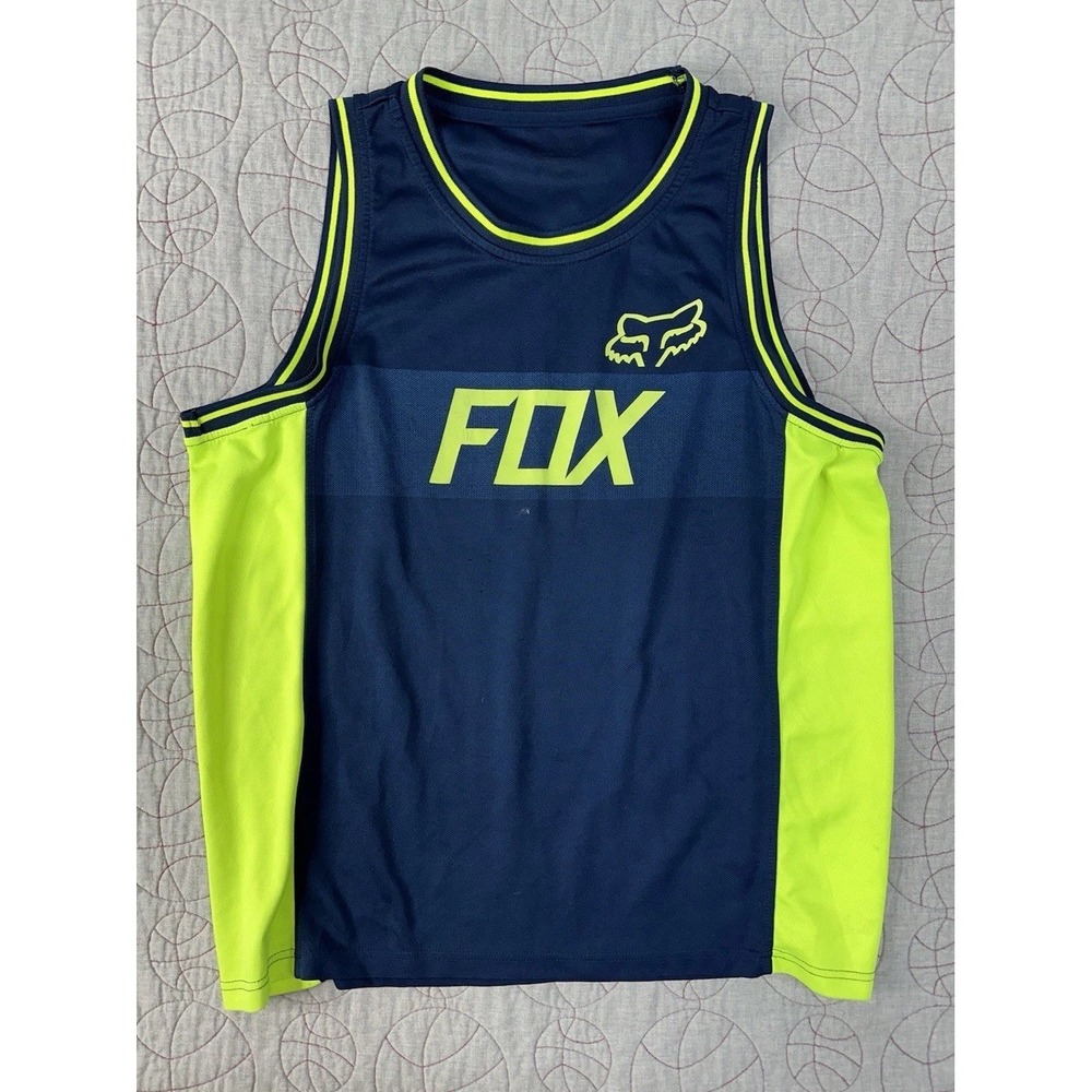 Fox Racing‎ Tank Top Blue Yellow Logo / Men's Medium